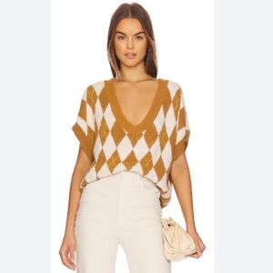 Free people Tiger Eye Checkered Vest Sweater Oversized.